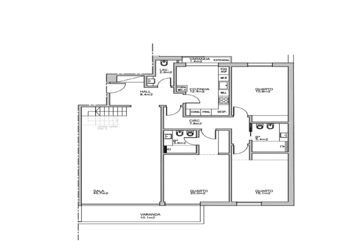 Apartamento T3 para Venda em Carcavelos e Parede Planta 1