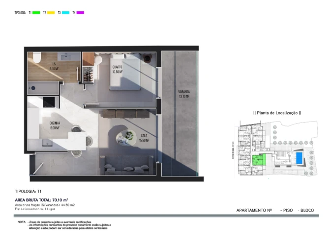 Apartamento T1 para Venda em Ribeira Brava Planta 1