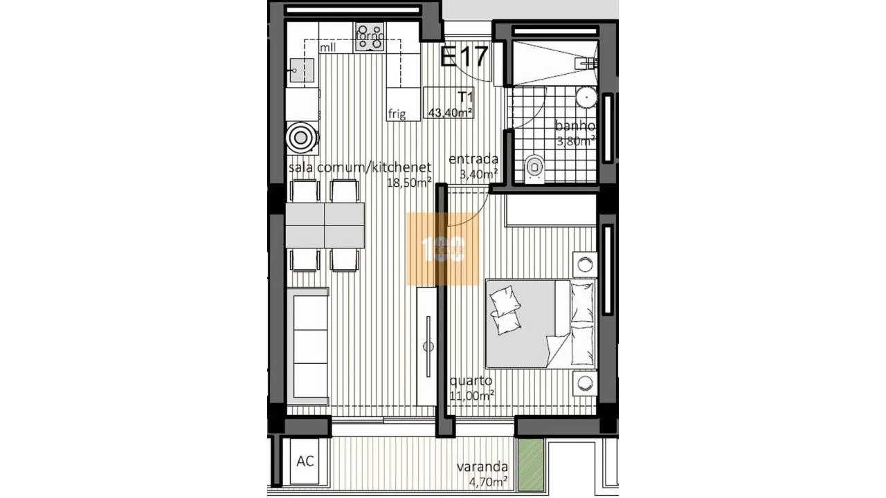 Apartamento T1 para Venda em Paranhos Foto 19