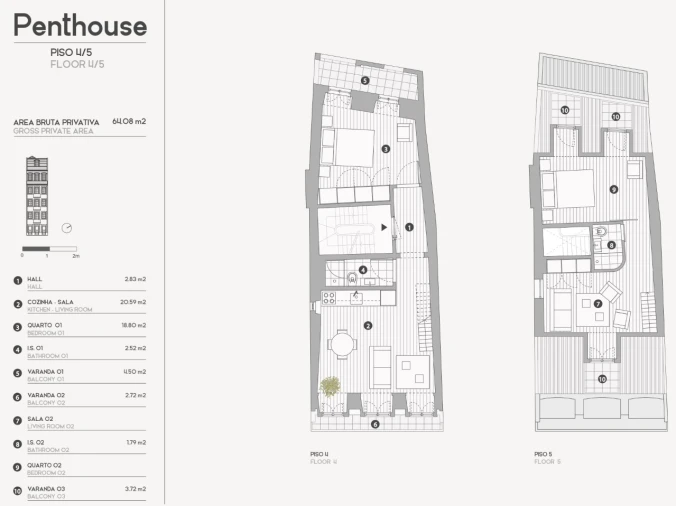 Apartamento T2 para Venda em Santa Maria Maior Planta 1