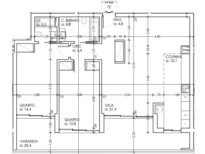Apartamento T2 para Venda em Sesimbra (Castelo) Planta 1