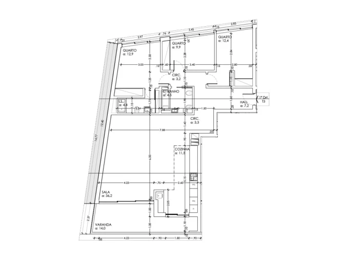 Apartamento T3 para Venda em Sesimbra (Castelo) Planta 1