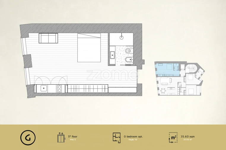 Apartamento T1 para Venda em Cedofeita, Santo Ildefonso, Sé, Miragaia, São Nicolau e Vitória Planta 1