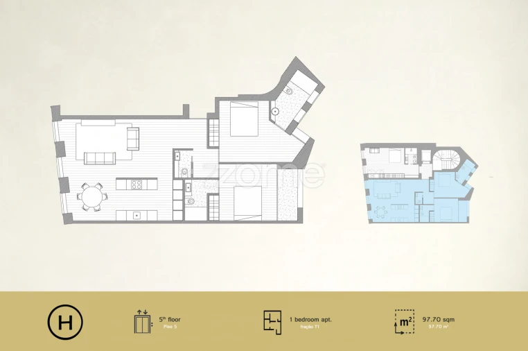 Apartamento T2 para Venda em Cedofeita, Santo Ildefonso, Sé, Miragaia, São Nicolau e Vitória Planta 1