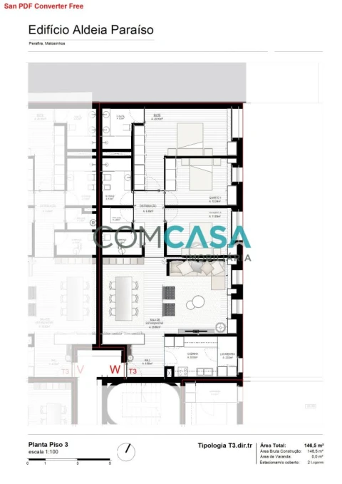 Apartamento T3 para Venda em Perafita, Lavra e Santa Cruz do Bispo