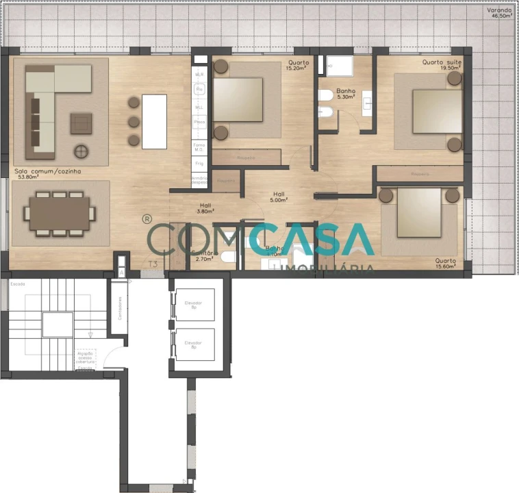 Apartamento T3 para Venda em Mafamude e Vilar do Paraíso Foto 17