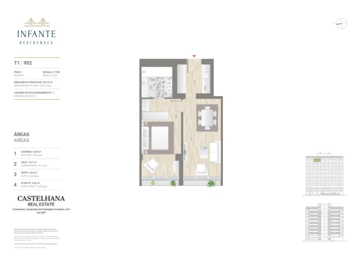 Apartamento T1 para Venda em Estrela Planta 1