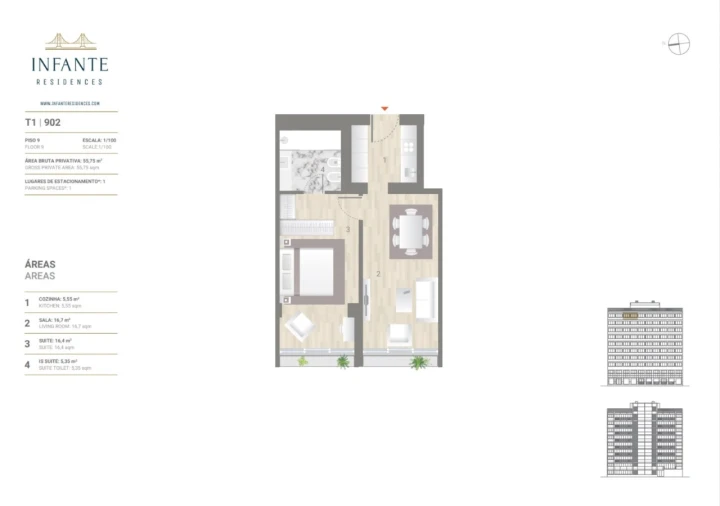 Apartamento T1 para Venda em Estrela Planta 1