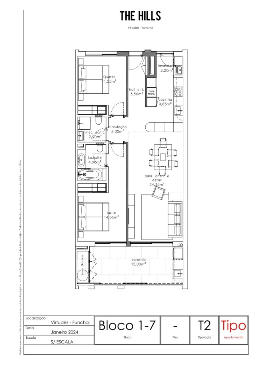 Apartamento T2 para Venda em São Martinho Planta 1