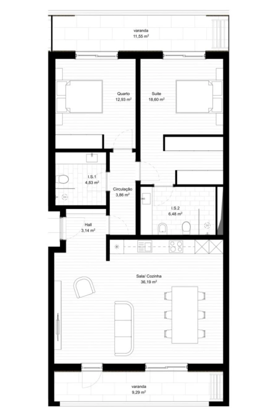 Apartamento T2 para Venda em Portimão Planta 1