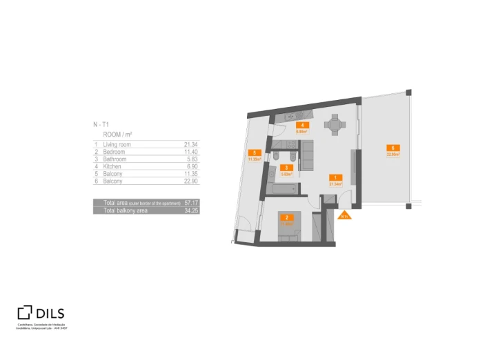 Apartamento T1 para Venda em Portimão Planta 1