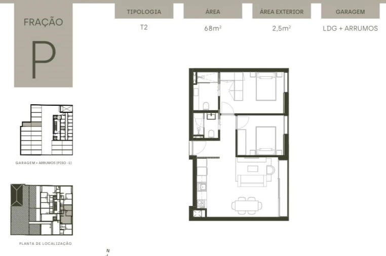 Apartamento T2 para Venda em Matosinhos e Leça da Palmeira Planta 1