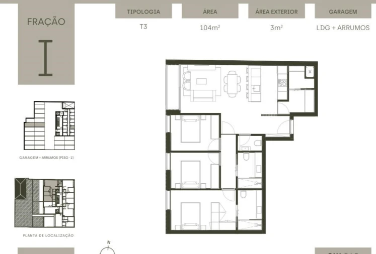 Apartamento T3 para Venda em Matosinhos e Leça da Palmeira Planta 1
