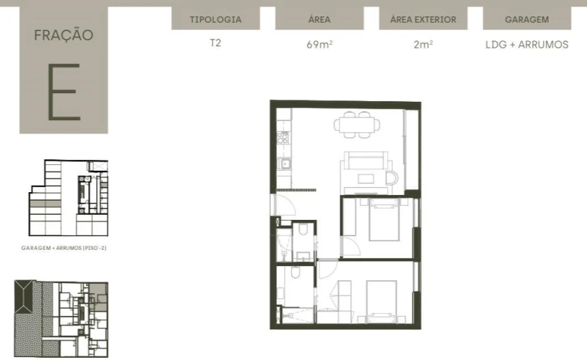 Apartamento T2 para Venda em Matosinhos e Leça da Palmeira Planta 1