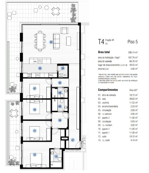 Apartamento T4 para Venda em Canidelo