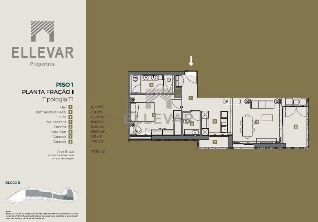 Apartamento T1 para Venda em Calheta Foto 19