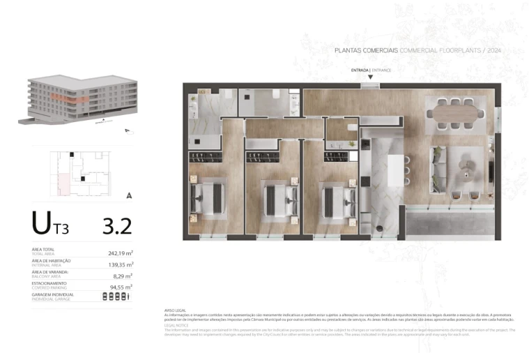Apartamento T3 para Venda em Canidelo Planta 1