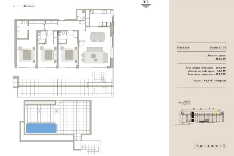 Apartamento T3 para Venda em Canidelo Planta 1