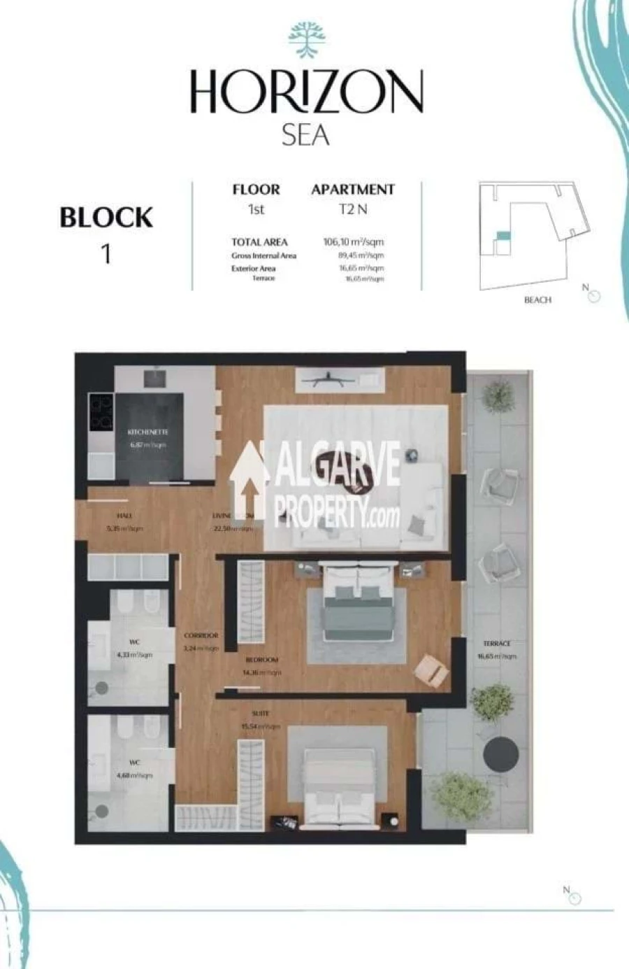 Apartamento T2 para Venda em Quarteira Planta 1