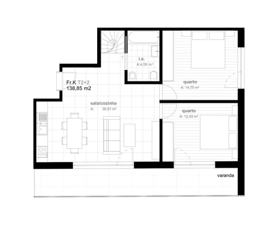 Apartamento T2 para Venda em Viseu Planta 1