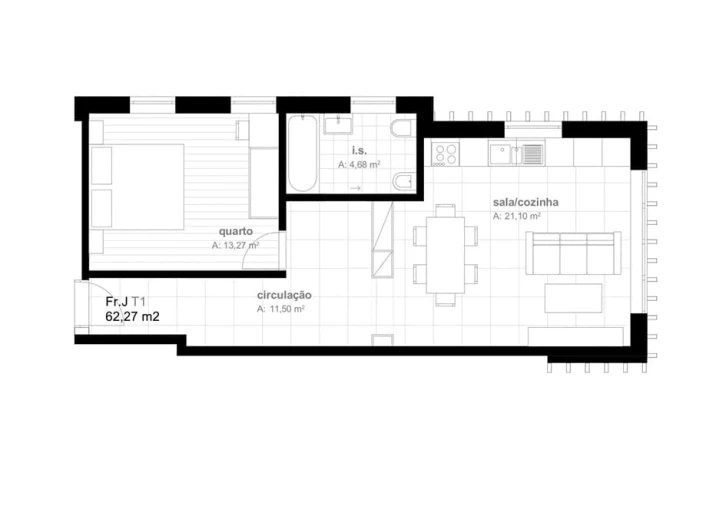Apartamento T1 para Venda em Viseu Planta 1