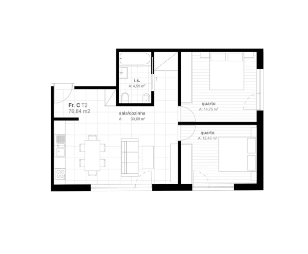 Apartamento T2 para Venda em Viseu Planta 1