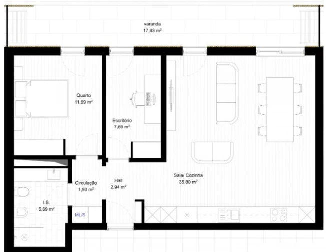 Apartamento T1 para Venda em Portimão Planta 1