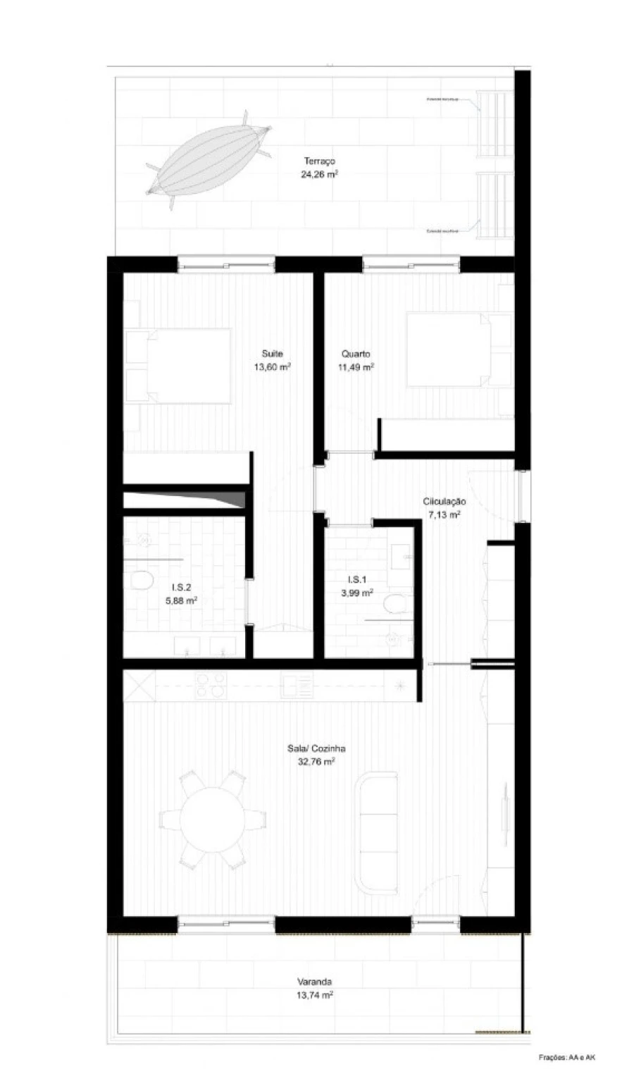 Apartamento T2 para Venda em Portimão Planta 1