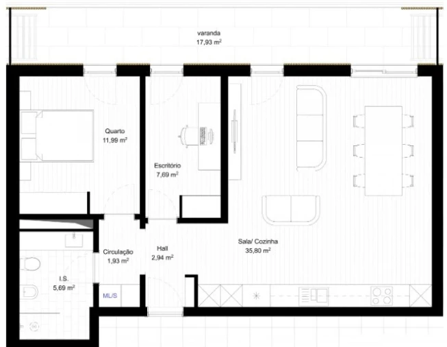 Apartamento T1 para Venda em Portimão Planta 1