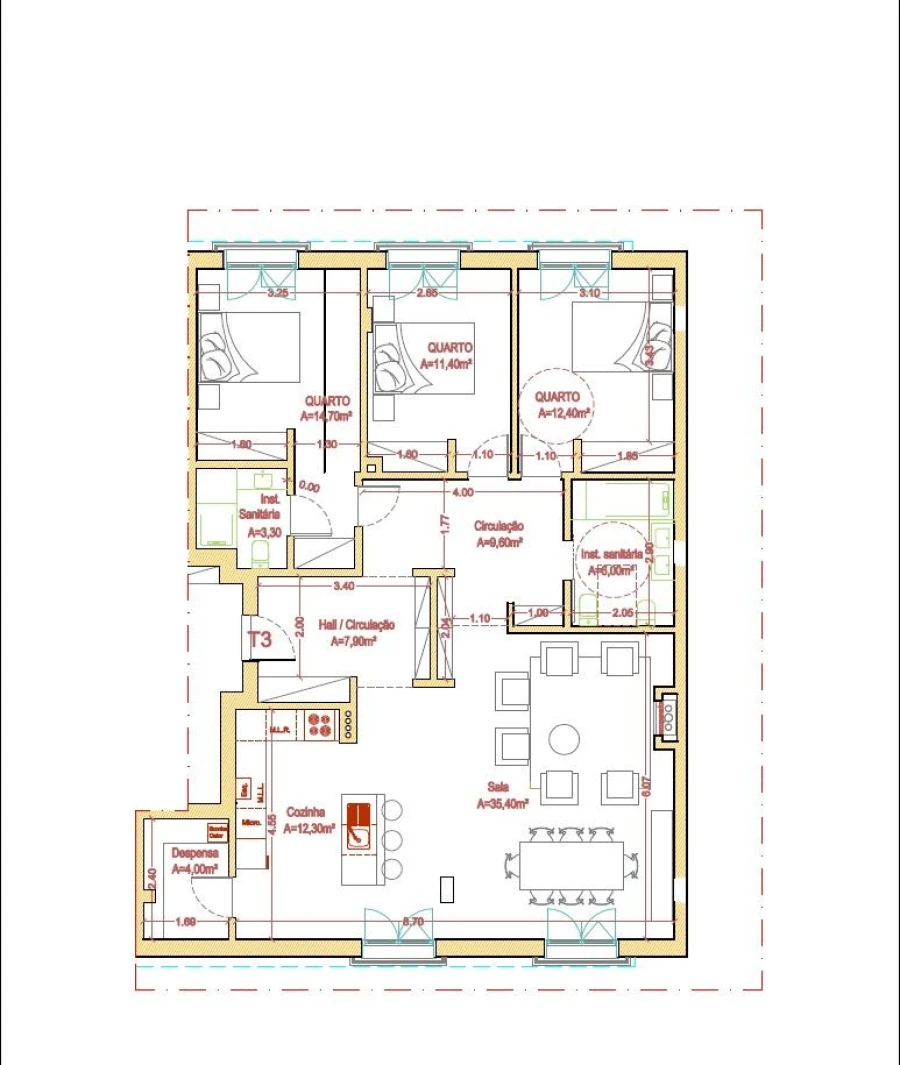 Apartamento T3 para Venda em Castelo Branco Planta 1
