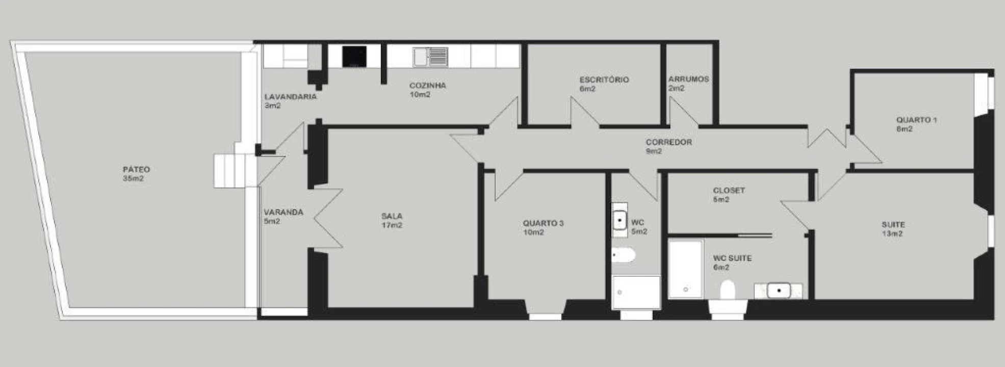 Apartamento T3 para Venda em Santo António Planta 2