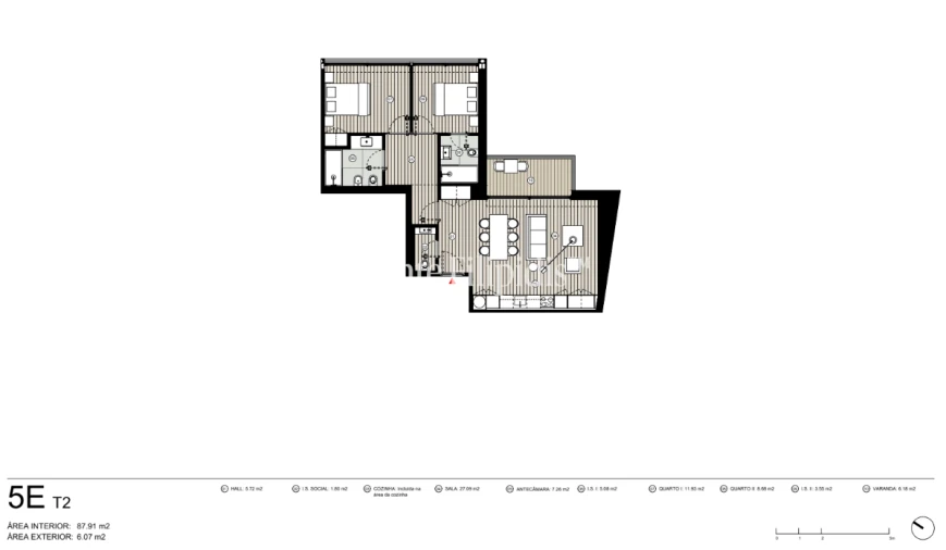 Apartamento T2 para Venda em Santo António Planta 1