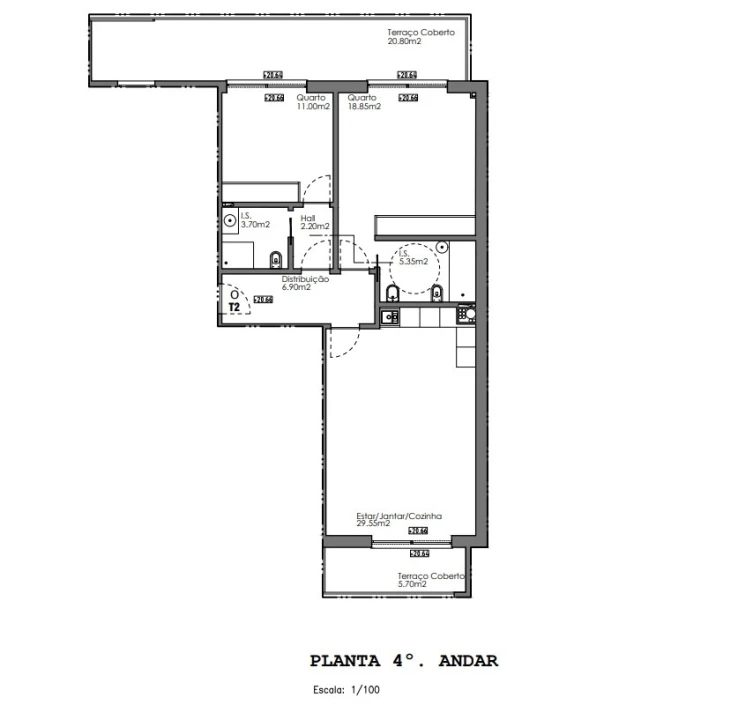 Apartamento T1 para Venda em Quelfes Planta 2