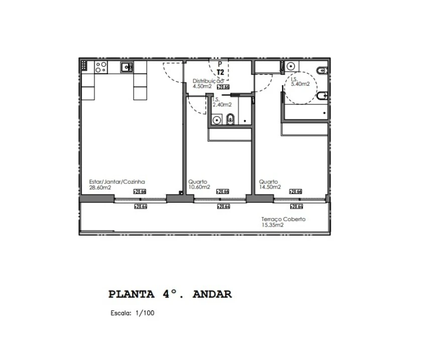 Apartamento T1 para Venda em Quelfes Planta 3