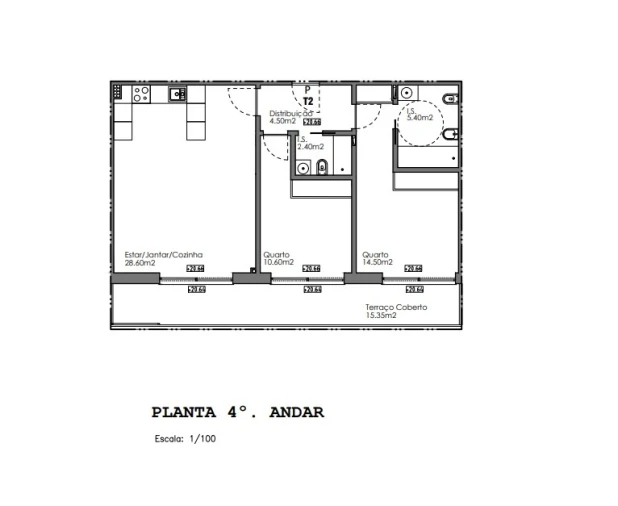 Apartamento T1 para Venda em Quelfes Planta 3