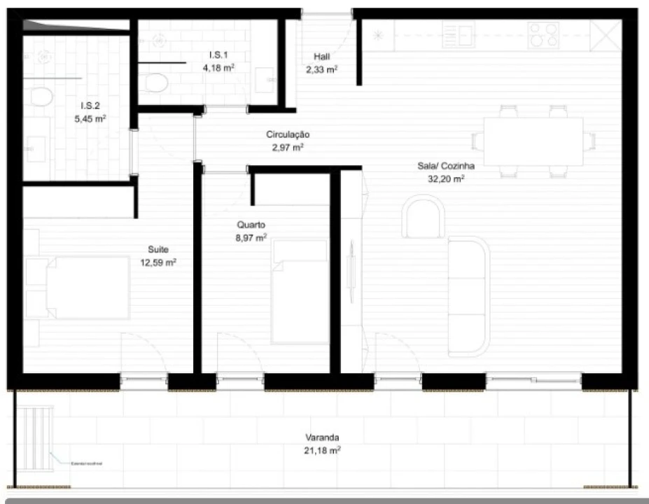 Apartamento T2 para Venda em Portimão Planta 2