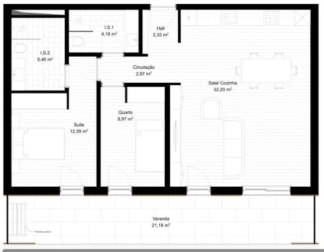 Apartamento T2 para Venda em Portimão Planta 2