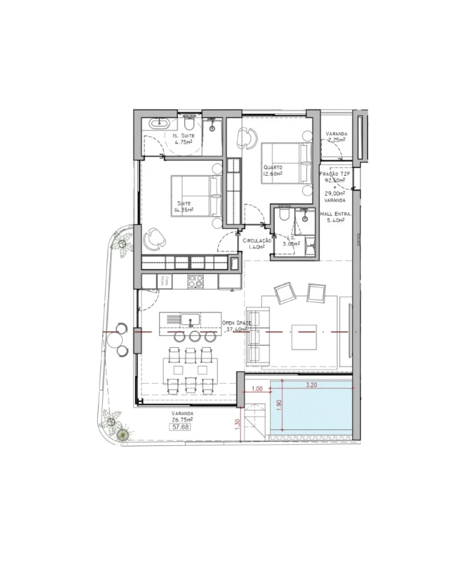 Apartamento T2 para Venda em São Martinho Planta 1