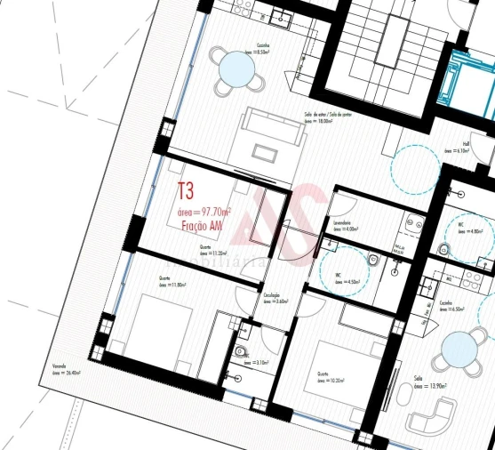 Apartamento T3 para Venda em Freamunde Planta 1