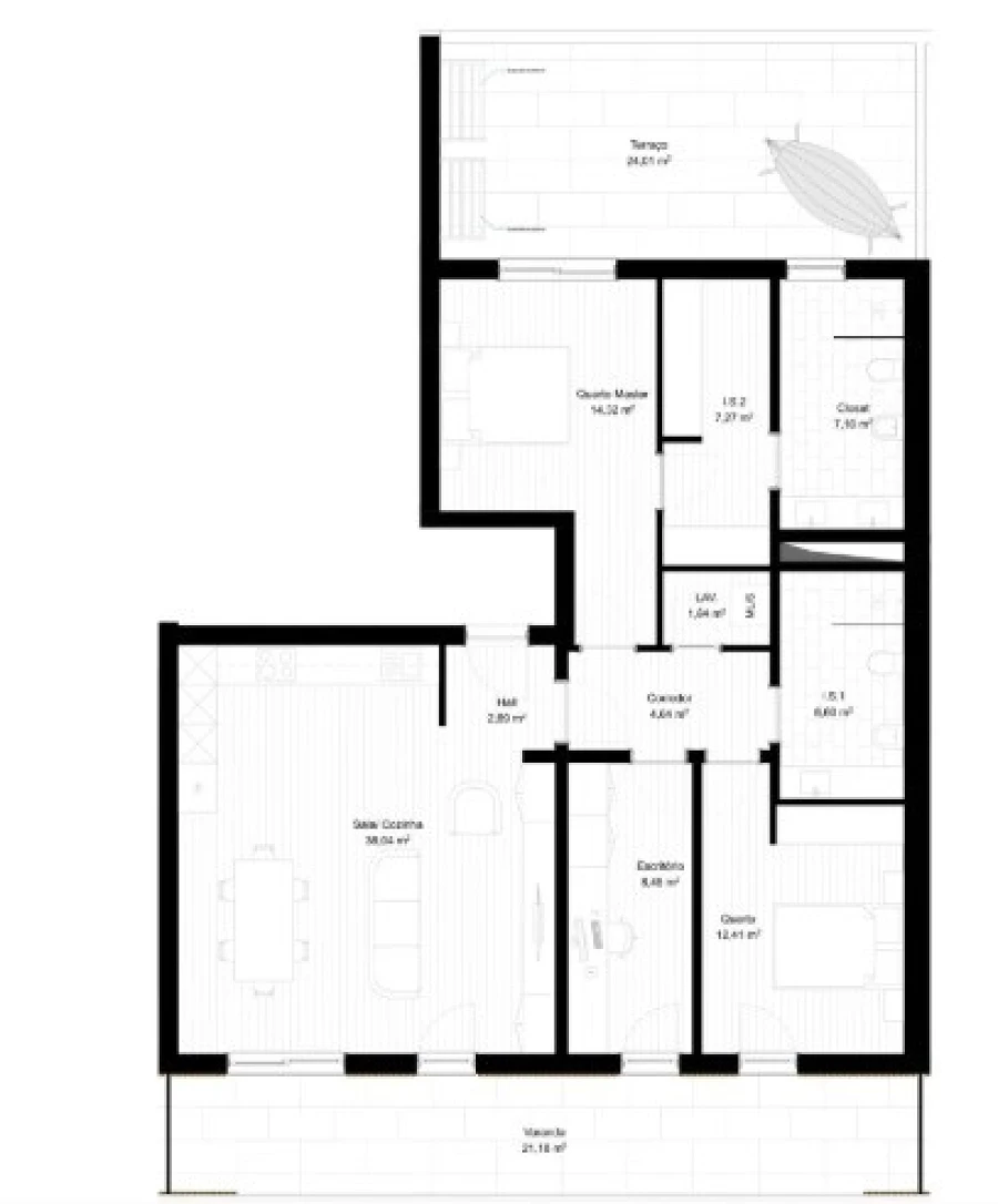Apartamento T2 para Venda em Portimão Planta 1