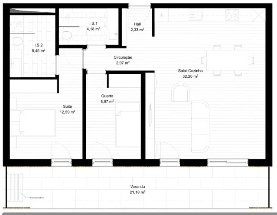 Apartamento T2 para Venda em Portimão Planta 2