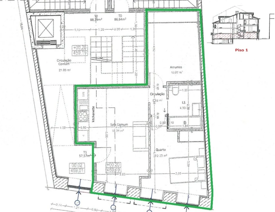 Apartamento T1 para Venda em Viseu Foto 4