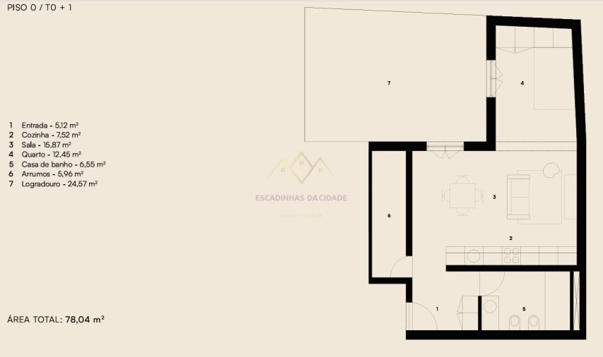 Apartamento T1 para Venda em Alcantara Planta 1