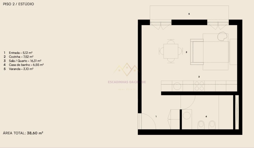 Apartamento T0 para Venda em Alcantara Planta 1
