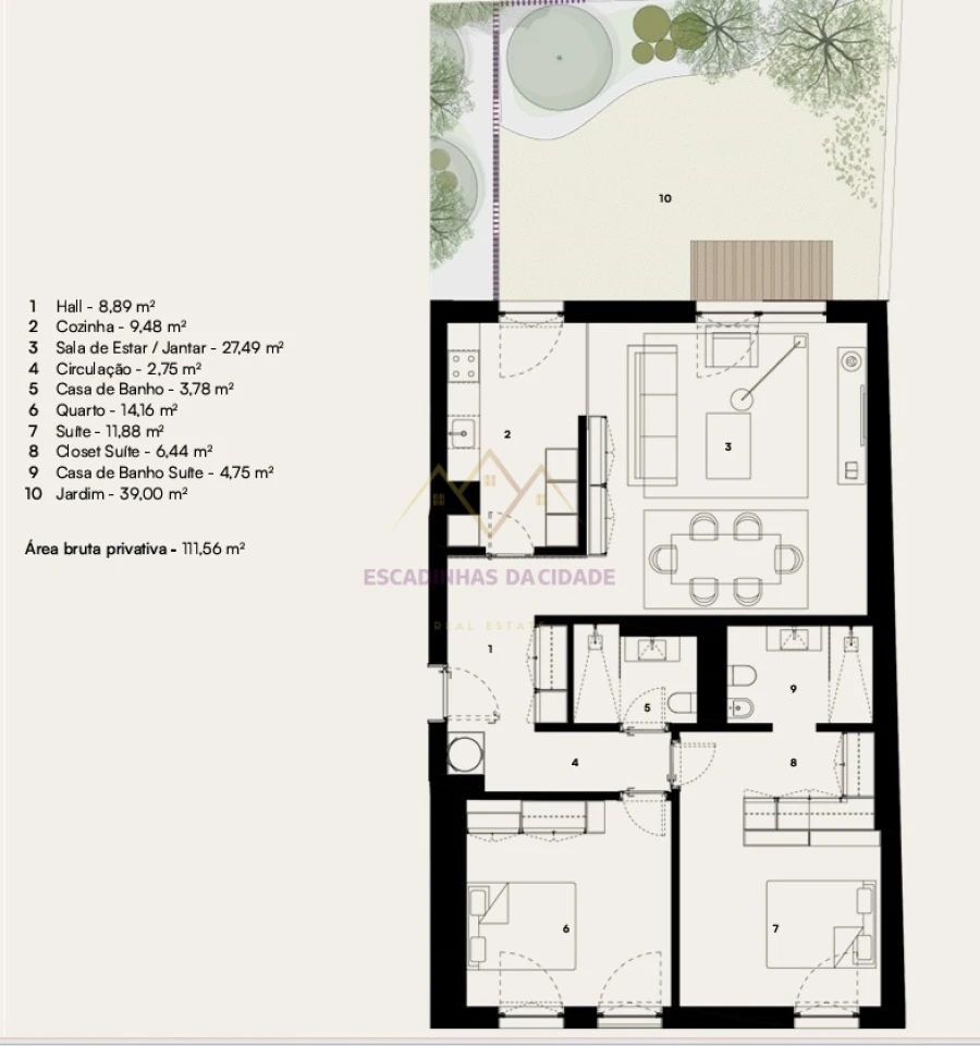 Apartamento T2 para Venda em Alcantara Planta 1