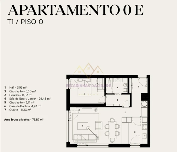 Apartamento T1 para Venda em Alcantara Planta 1