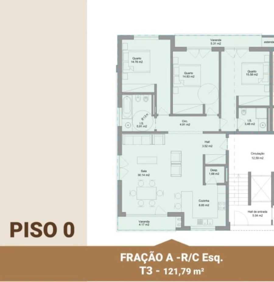 Apartamento T3 para Venda em Ramalhal Planta 1