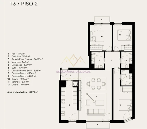 Apartamento T3 para Venda em Alcantara Planta 1