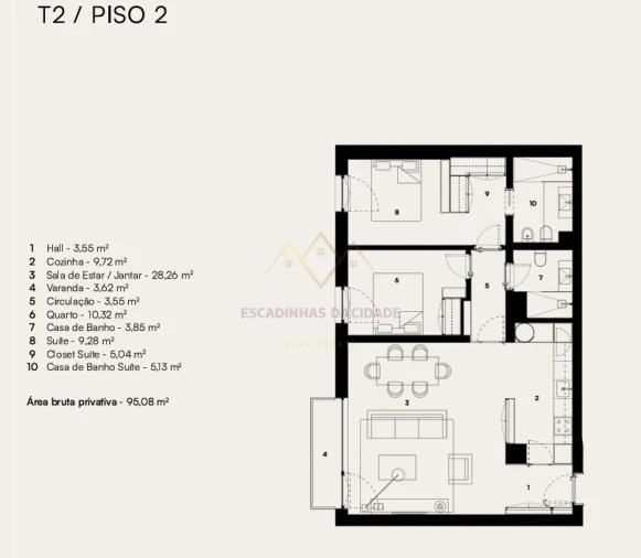 Apartamento T2 para Venda em Alcantara Planta 1