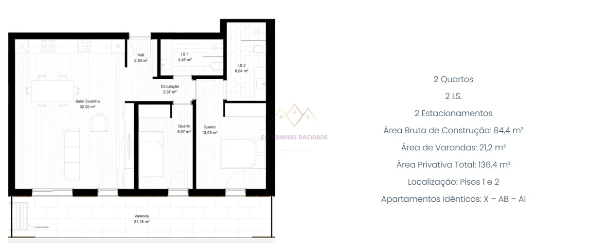 Apartamento T2 para Venda em Portimão Planta 1